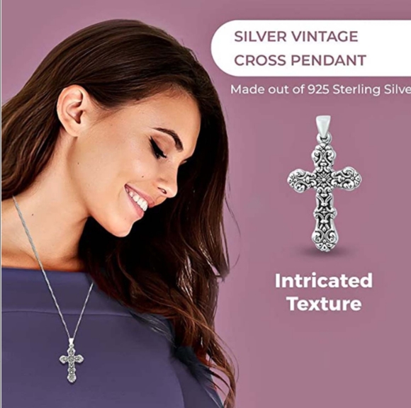 STERLING SILVER CROSS PENDANT - Picture 2 of 6